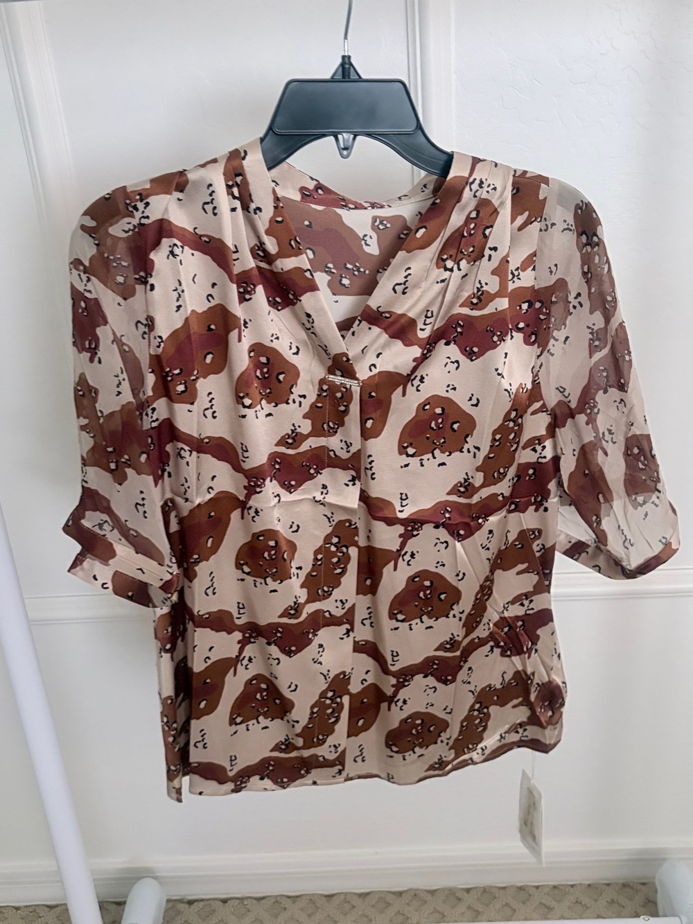 NWOT Rust Copper Tie-Neck Heavy Silk Blouse - Fits M (6-8)